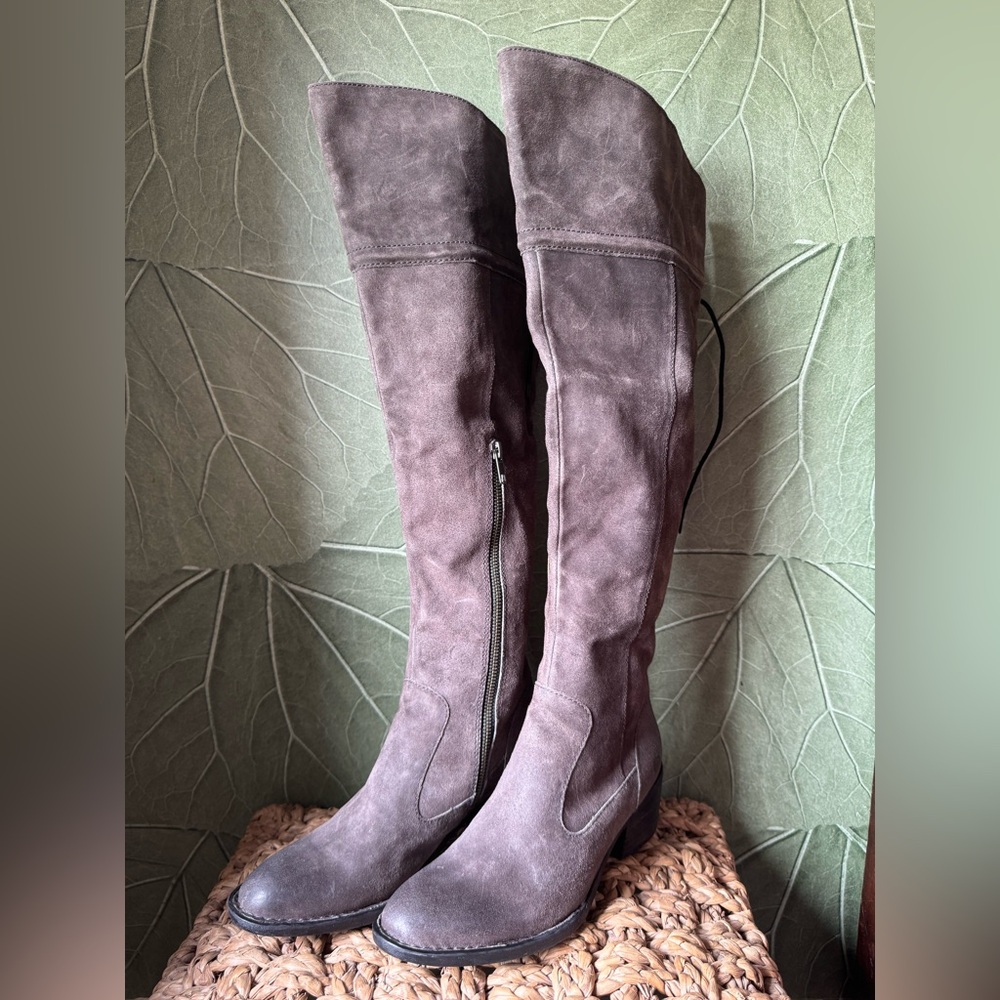Born Grey Over-the-Knee Boots Gallinara Size 6.5 NEW! Suede Distressed